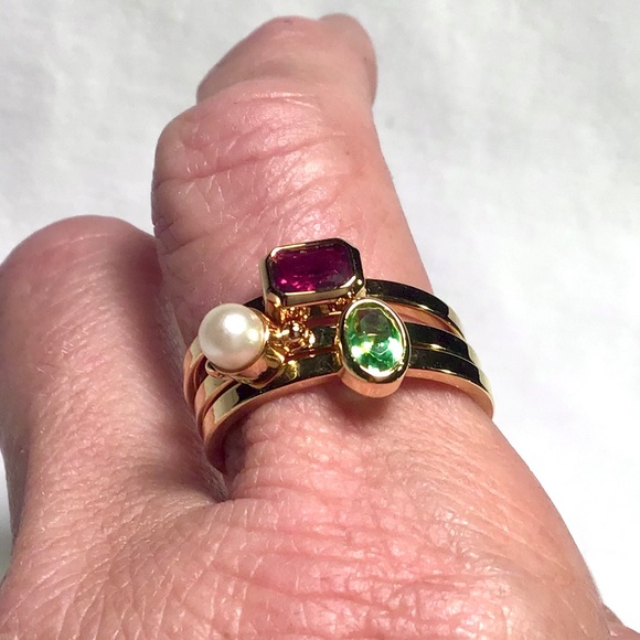 🌺NEW! Gold & Gemstone Stacking Rings - Picture 8 of 11